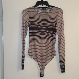 Black/Nude long sleeve bodysuit